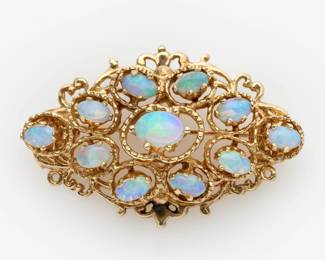 103. 14k Antique White Opal Pendant / Brooch