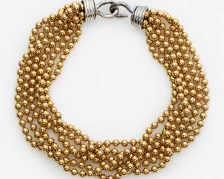 115. Givenchy Multi-Strand Gold Toned Ball Necklace