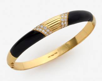 28. Tivol 18k Diamond + Onyx Hinged Bracelet