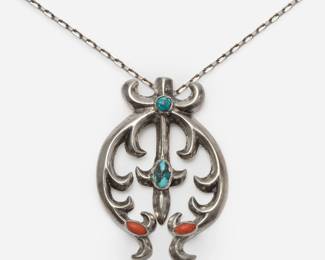 134. Vintage Sandcast Naja w/ Turquoise and Spiny Oyster