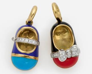 55.18k Aaron Basha Set of 2 Baby Shoe Charms w/Diamonds