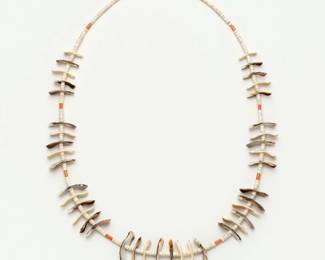 141. Native American Carved Shell Bird Fetish Necklace