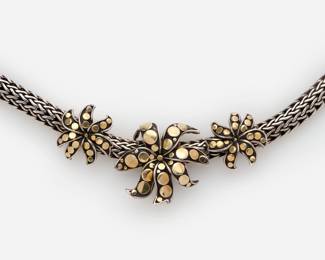 25. John Hardy Ayu Dot Jasmine Flower Necklace in Sterling + 18k