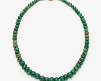 113. Faceted Emerald Bead Necklace 