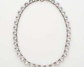 71. Antique Art Deco Rose Cut Crystal Sterling Necklace