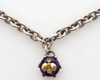 46. Saint by Sarah Jane 18k Bee + Amethyst Sterling Chain Necklace