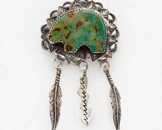 140. Toni Chino, Acoma Pueblo, Turquoise Brooch Pendant