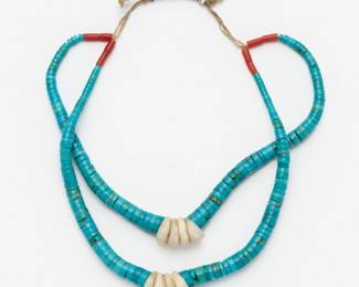 147. Jacala Turquoise, Shell and Coral Necklace 