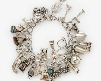 149. Vintage Sterling Charm Bracelet w/ 26 charms