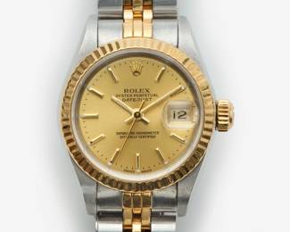 23. Rolex Oyster Perpetual Datejust Watch, Stainless, 18k, Service Paperwork + Box