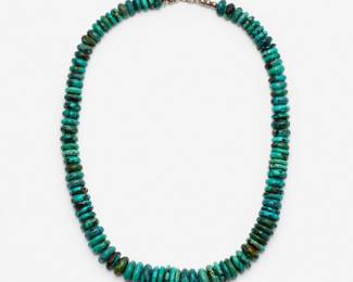 67. Turquoise Graduated Rondelle Bead Necklace 