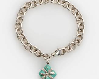 123. Tiffany & Co. Enamel Gift Box Charm Bracelet
