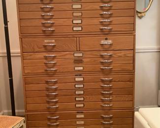 Four stacking Mayline Flat File units