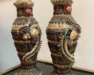 Shell applied vases