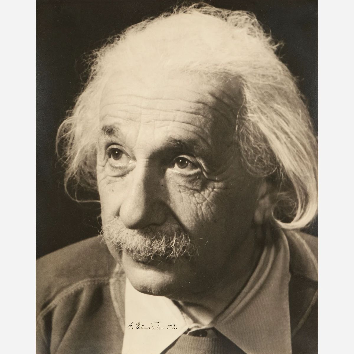 1. Albert Einstein Signed Gelatin Silver Portrait by Marcel Sternberger (1950)