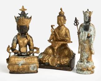 212.  3 Qianlong Reproduction Bronze Buddha Figures