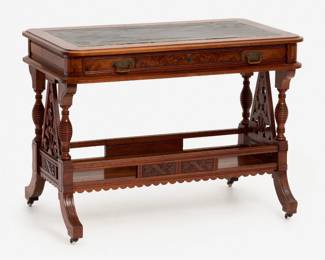 128.  Walnut Library Table (19th c.)