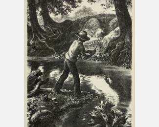 27. Charles Banks Wilson "Boy on the Creek" (1976 Lithograph)