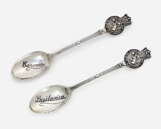 106.  Elkington Sterling Spoons for the Lusitania and Caronia Ocean Liners