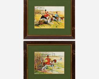 206.  Harry Neilson Pair of Whimsical Fox Hunting Lithos (1917)