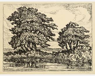 10. Birger Sandzen "Pool with Trees" (1923 Lithograph) 