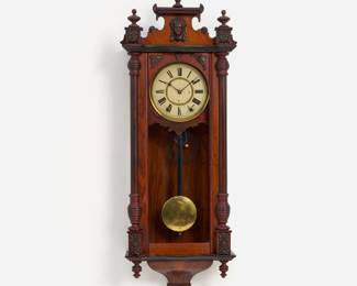 131. Antique Wall Clock, attr. Hamburg American Clock Co.