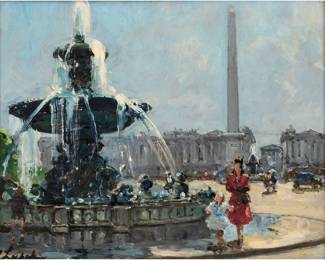 71. Georges Lapchine "Place de la Concorde" (Oil ca. 1940s)