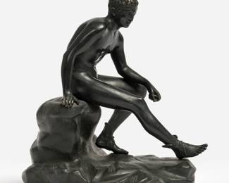 42. Antique Neapolitan Bronze of Seated Mercury, after Sommer