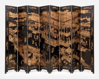 159. Large Chinese Lacquer 8-Panel Decorative Screen