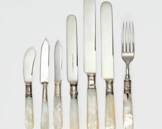 95.  Assorted Flatware with Mother-of-Pearl Handles, 59 pc.