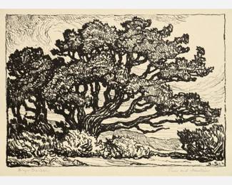 9. Birger Sandzen "Pines and Mountains" (1922 Lithograph)