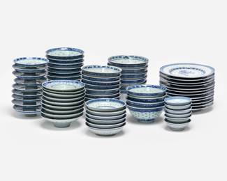 169. Collection of Chinese Blue and White Rice Grain Porcelain