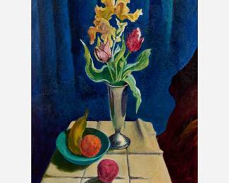 21. Thomas Hart Benton "Study for Still Life with Silver Vase and Banana" Oil (ca. 1962)