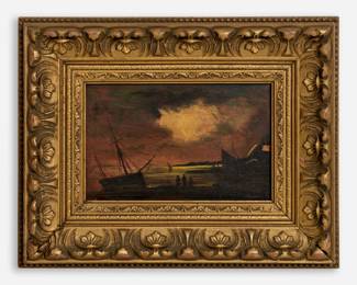 221. Maritime Oil on Board, Signed Dumont
