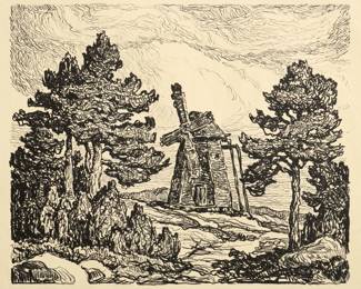 241. Birger Sandzen (after) "Old Windmill" (1924 Lithograph)
