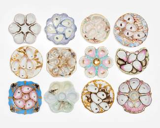 91. Collection of 12 Assorted French Oyster Plates