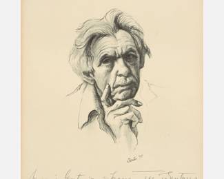 22.  Thomas Hart Benton Offset Self-Portrait, Hand-Written Inscription