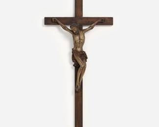 115. Carved Oak Crucifix with Polychrome Decoration