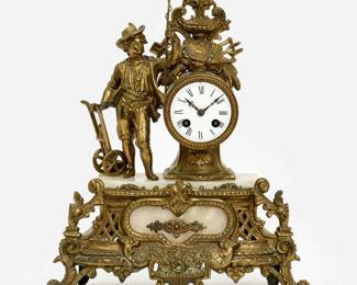 146.  Antique Figural Mantel Clock (ca. Late 19th c.)