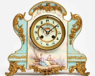 156.  A.D. Mougin (France) Porcelain Mantel Clock (ca. Late 19th c.)