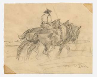 193.  Otto Dill Sketch of Two Horses and a Rider