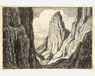 242. Birger Sandzen (after) "Sentinel Rock" (1917 Lithograph)