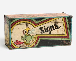 11.  Sign Painter's Brush Box with Cartoons (ca. 1950)