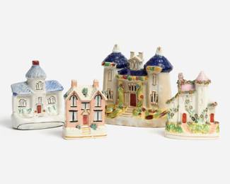 60. 4 Staffordshire Pottery Houses