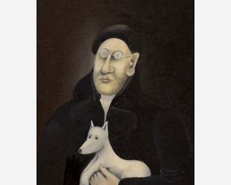 226.  "Mann mit Hund" Oil, Signed Meretzki