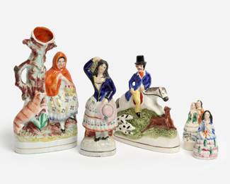 61. 5 Figural Staffordshire Pottery Groups