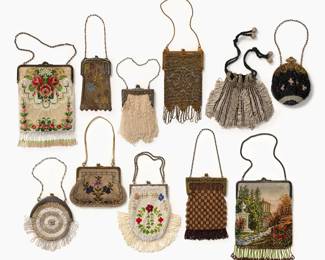227.  Group Of Antique Beaded Purses + Whiting Davis Mesh Purse