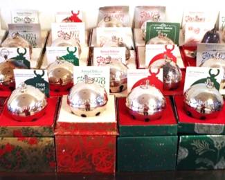 747 - Lot of 23 Wallace Silver Plated Bell Ornaments w/ boxes
