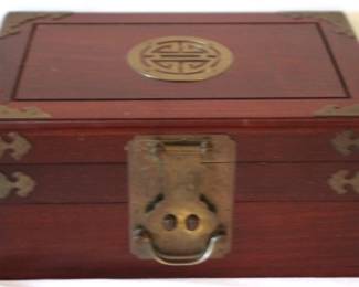 641 - Oriental Wood Jewelry Box - 12 x 8 x 6
