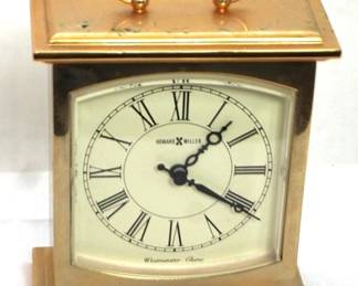 443 - Howard Miller Brass Clock - 5 x 6.5 x 3
